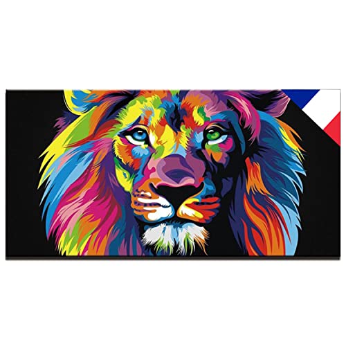Impression sur toile lion pop-art cadre mural 60x120cm