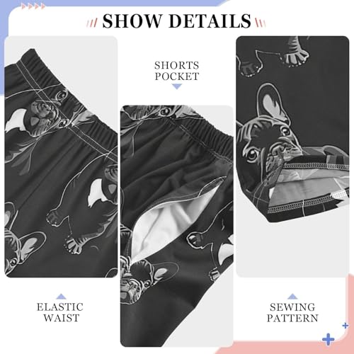 Boys' Pants Black French Bulldog Hand Drawn Long Bottoms Jogger Pants Elastic Waist Trousers with Pockets S-XL4