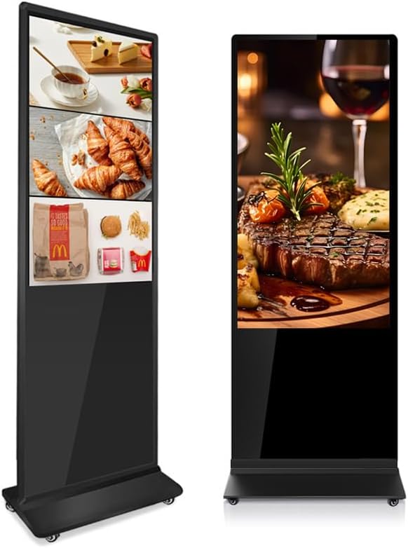 55 Inch Digital Signage Display Floor Standing Advertising Kiosk Android System 9.0 with WiFi/HDMI/USB Input Auto AD Player, Black (Non-Touch Screen)