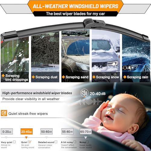 Image of AUTOBOO Windshield Wiper Blade Replacement for Chevy Trax 2024-2026 | Fits Chevrolet Trax 2024-2026, 26 inch+16 inch, 2-pack, OEM quality, all-season performance, easy install