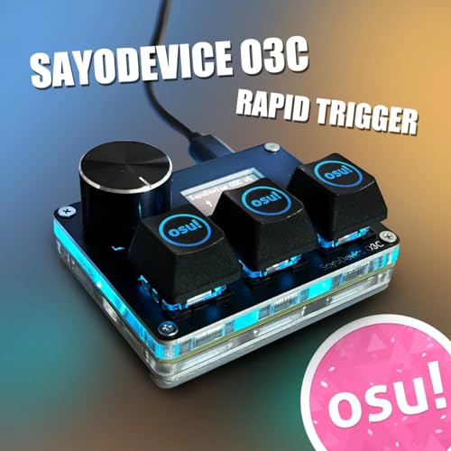 Image of SayoDevice O3C OSU Keyboard Rapid Trigger Hall Switches Magnetic Linear Switches Keyboard with Knob and Screen,Copy Paste,Shotcut,Macro Hotswap Mini Keypad. (with OSU keycaps-Black)