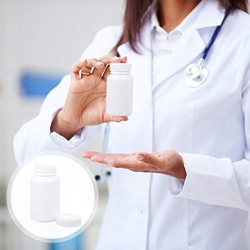 Miniatura 6 de EXCEART 20pcs botella de píldora vacía portátil plástico medicina titular contenedor caso para 3.4 fl oz (blanco)