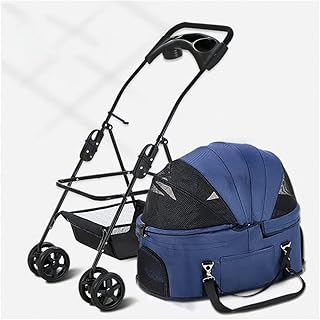 Carrinho de transporte para animais de estimação para cães/gatos pequenos e médios Carrinho de cachorro para cães médios e gatos Carrinho de passeio premium destacável para animais de estimação com porta-copos (azul)