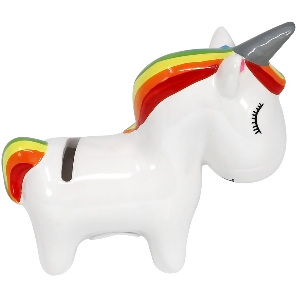 Tirelire en céramique Licorne Magique com-four® 2 pièces avec Fermeture en Caoutchouc