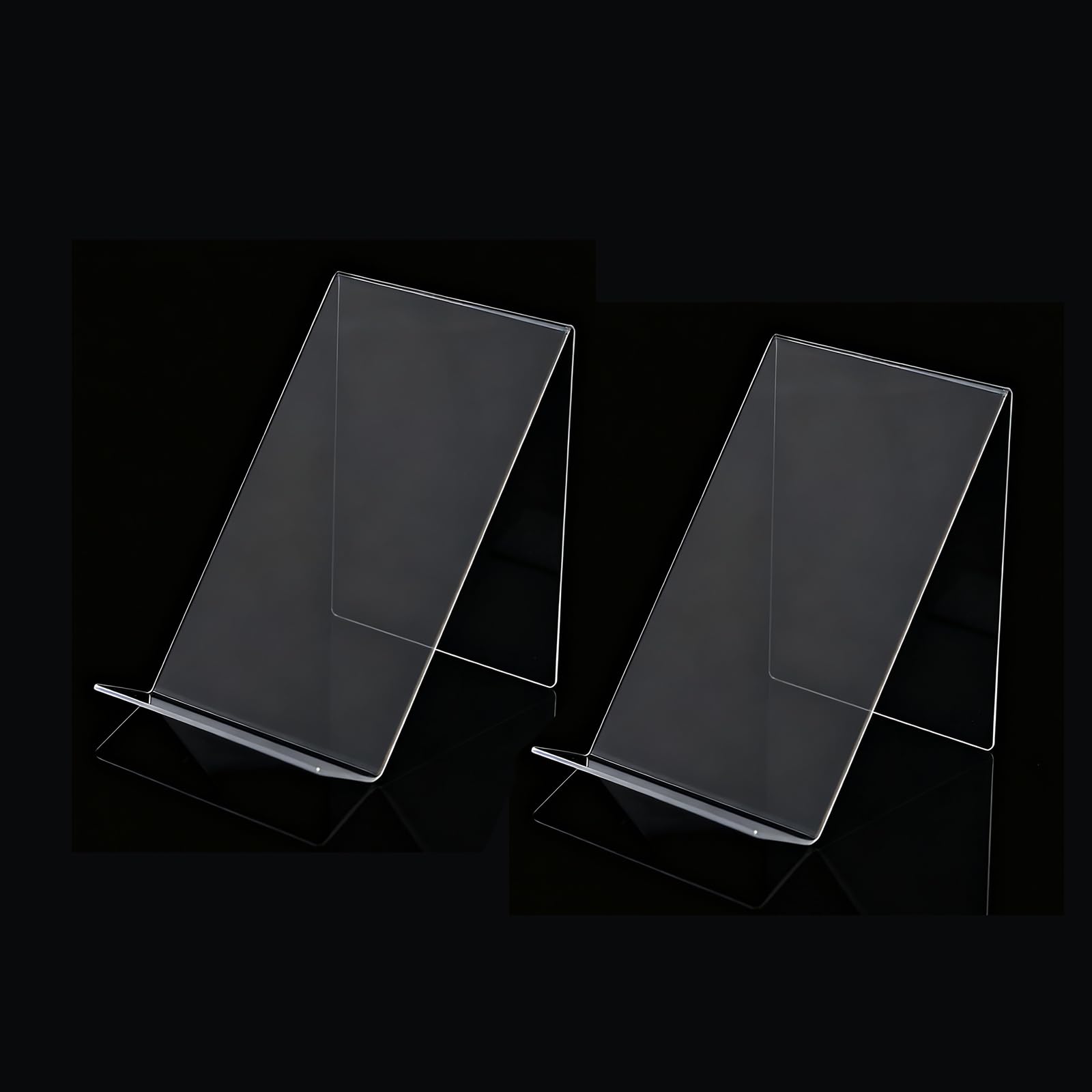 HENYGEN 2Pcs Clear Acrylic Book Display Stands Decorative Plate Stand Bookstand for Displaying Book Picture Frame Album Artwork Desk Organizers