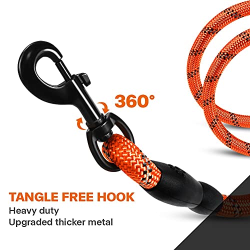 Image of Taglory Rope Dog Leash for Medium Large Dogs, 6 FT Padded Handle, Orange