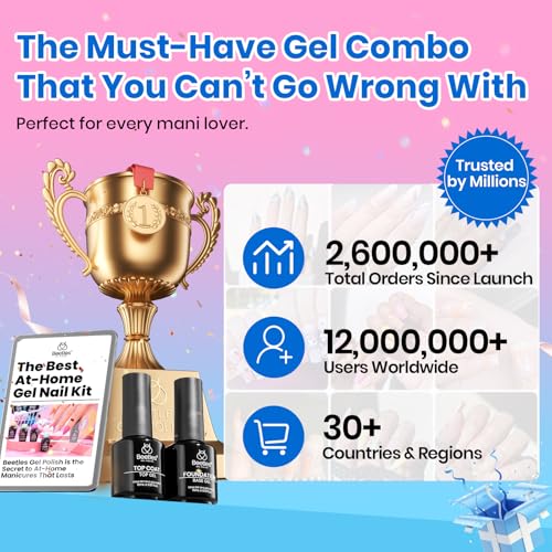 Beetles 2 Pcs 15ml No Wipe Gel Top Coat and Base Coat Set - Shine Finish and Long Lasting Soak Off LED Nail Lamp Gel Base Top Coat Stay Lock Shine Duo Finish Nail Art Design Manicure Gifts for Women - Image 3