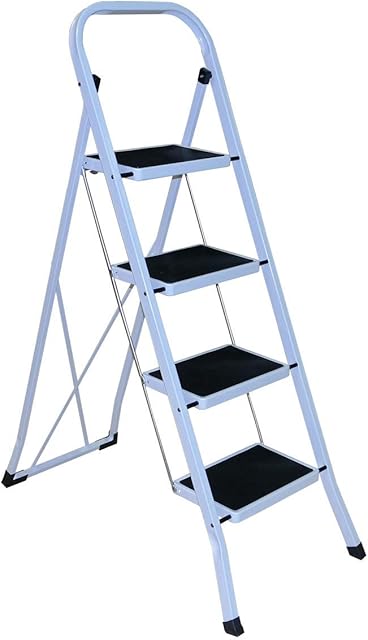 Marko Tools 4 Step Ladders Portable Compact Folding Metal Ladder Stool Heavy Duty Steel
