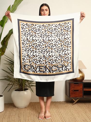 Image of Ravaiyaa - Attitude is everything Women Silk Digital Print Large Square Scarf Breathable Lightweight Neckerchief Printed Headscarf 40 inch x 40 inch Inch