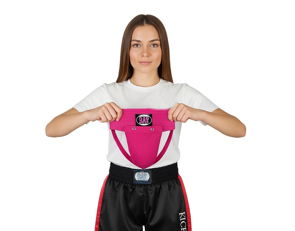 BAY Damen Tiefschutz 3-Option Soft Frauen Kinder Lady pink rosa Magenta XS S M L XL Tiefschützer Unterleibschutz Unterleibsschutz Suspensorium Budo Kampfsport Kickboxen Muay Thai Thaiboxen Taekwondo