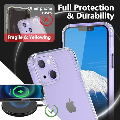 Image of ONES Case for iPhone 14, Slim Clear Transparent Case [PC + TPU Hybrid] with Military-Grade Drop Protection, Anti-Yellowing Shockproof Silicone Hard Cover