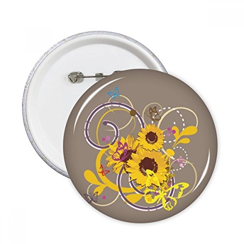 Badge fleur de tournesol XXL lot de 5 broches rondes multicolores pour décoration de vêtements
