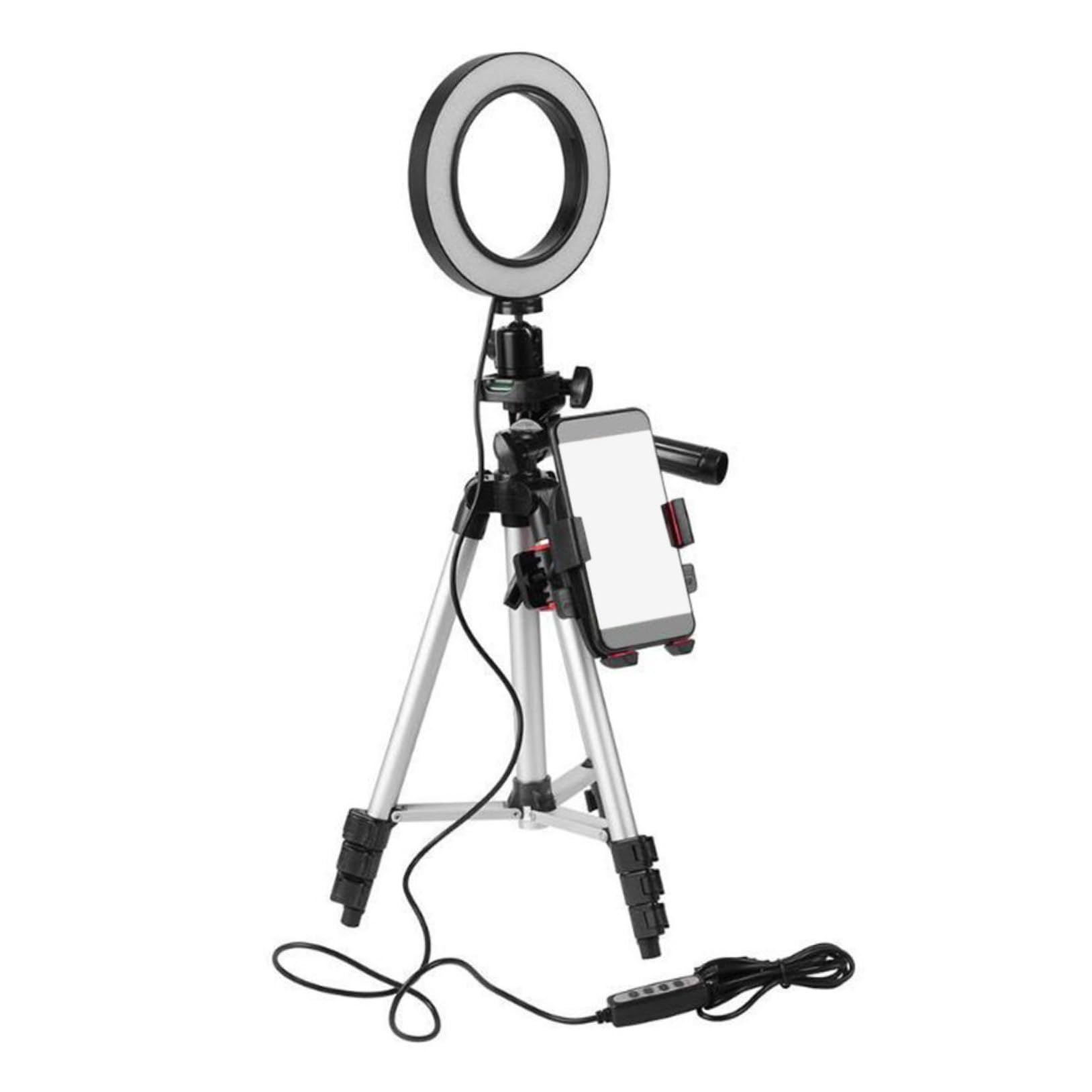 SHERCHPRY Ringlicht Mit Stativ Für Handy Led Selfie Licht Mit Dimmbarem Farbton Für Live-Stream Make-up Und Videoaufnahme Kompatibel Mit Meisten Handysizes