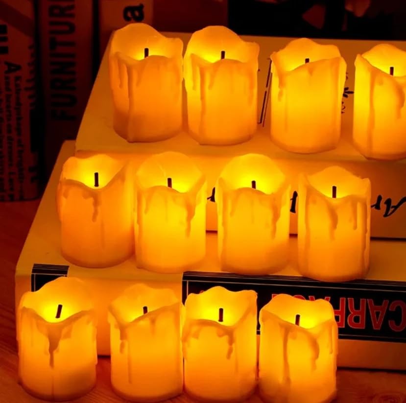 VRB Dec™ 24 Pcs Acrylic Flameless & Smokeless Decorative Candles Led Tea Light Candle Perfect for Gifting, Home, Birthday, Diwali, Christmas,Decorative Candles,Birthday (Melting Tealight - 24 Pcs) (B0D2LNGPQQ) Amazon Price History, Amazon Price Tracker