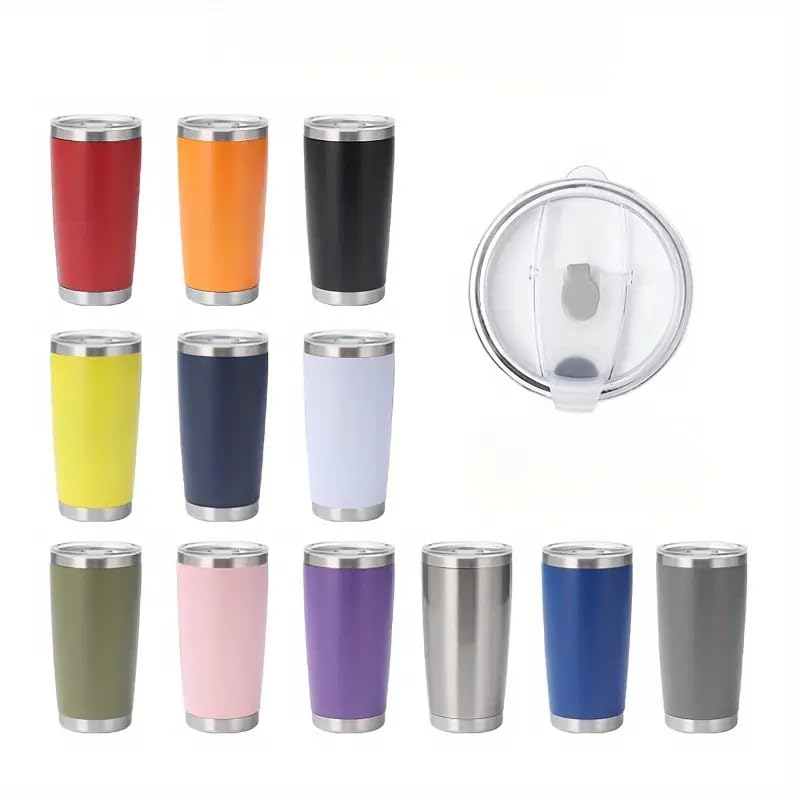 20oz Edelstahlbecher mit Deckel, doppelwandig, Vakuum-Kaffeetasse, Reisebecher für Eisgetränke und heiße Getränke, isolierter Reisebecher mit Strohhalmen (black) – Bild 5