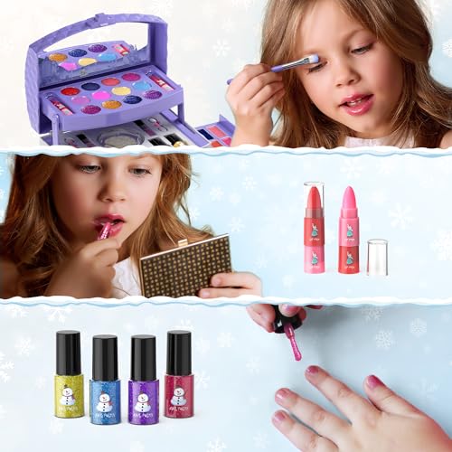 Perryhome P8-PURPLE-CA04 Kids Makeup Set For Girl 56 Pcs Washable Real Cosmetic thumb #4