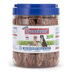 PCI Pet Center Inc. Quackers Raw Dehydrated Duck Breast Dog Treats, 1 Pound Container