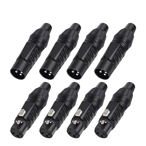 Conector XLR 3 pines macho hembra adaptador de audio para cable de micrófono negro 10 uds 4