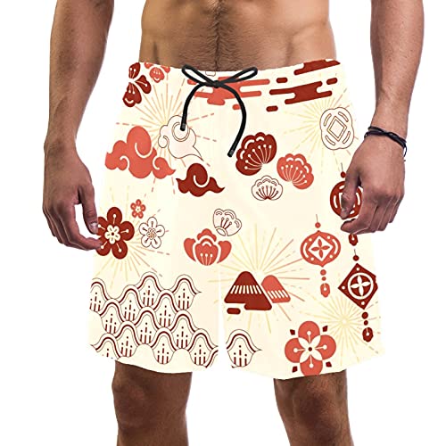 Short de bain pour homme motif multicolore Nouvel An chinois taille élastique S