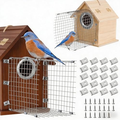Atvkov 2 Pcs Bluebird House Predator Guards Stainless Steel Wire Mesh Silver 4 x 6 x 6 inches Protects Eastern Bluebird and Babies