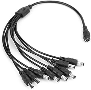 Camera Cable Splitter DC 1 Female to 8 Male Output Power Splitter Cable 5.5x2.1mm Y Adppter for CCTV Security Cameras and LED Strip Lights