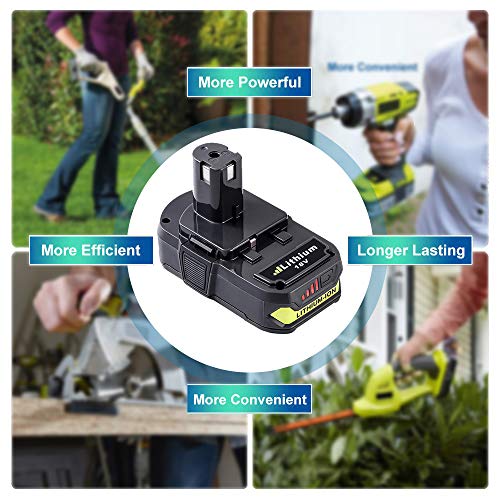 2Pack 3.0Ah P102 Battery Replacement Compatible with Ryobi 18V Lithium P103 P104 P105 P107 P108 P109 P190 P191 P122 for 18V ONE+ Cordless Power Tools