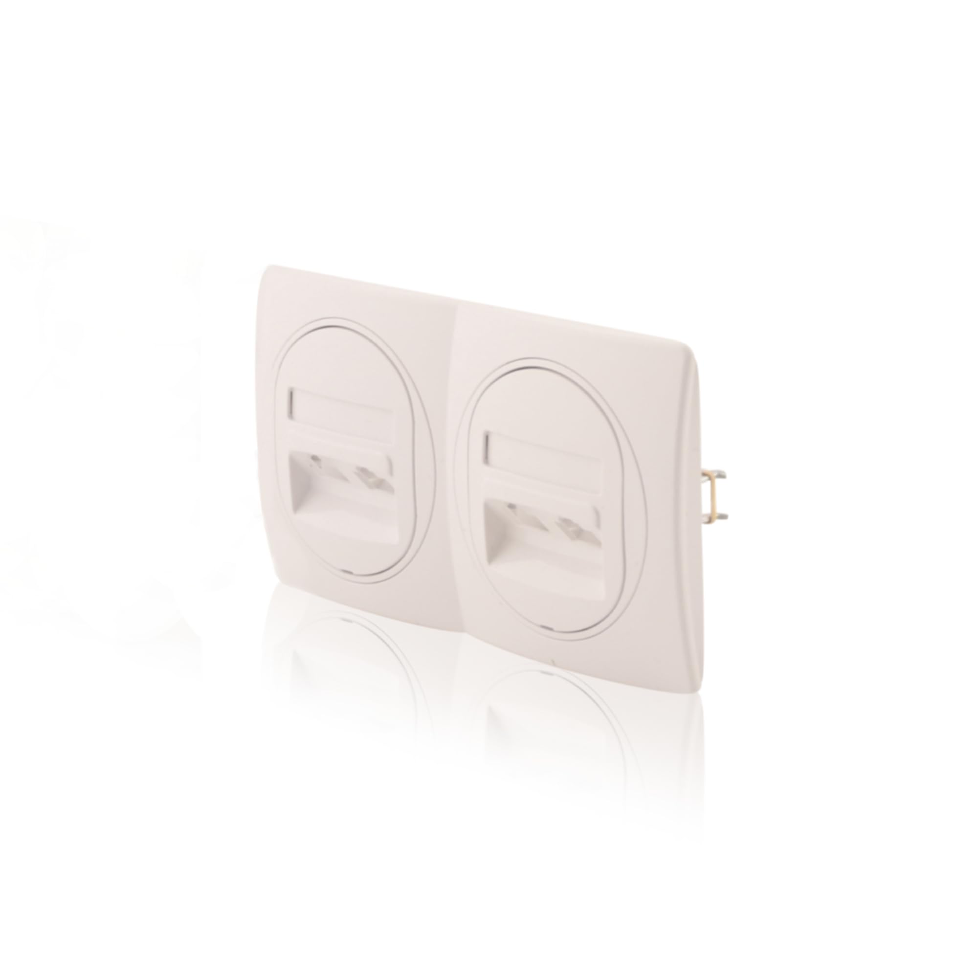 Set Nobilis 2x Daten-Buchse, Weiß, 2-fach 2xRJ45 Cat 6 FTP, Ø 60mm & 2er Rahmen, horizontal 80x151mm