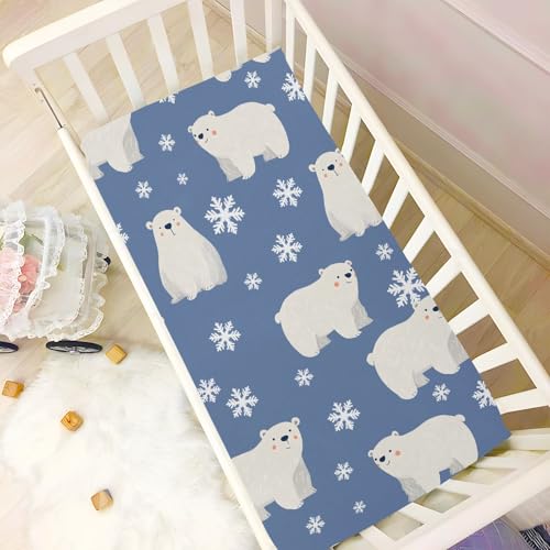 Image of Northern Bear Snow Flower Crib Sheets Stretchy Portable Sheets for Baby Toddler Breathable Soft Crib Mattress Sheet for Girls Boys