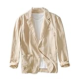 Composition du tissu : le blazer pour homme est fabriqué en mélange de lin, tissu léger et robuste, respirant, bon toucher, la veste légère pour homme est finie par un excellent travail, ce qui garantit que les costumes pour hommes sont confortables et à la mode à porter.