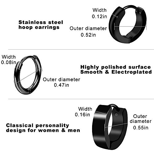 Onesing 15 Pairs Earrings For Men Black Stud Earrings Mens Earrings Stainless Steel Earrings For Men Women Jewelry Piercing Men Earrings Set #TOP2