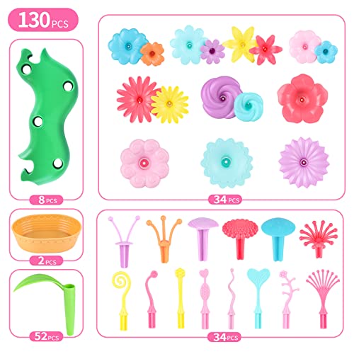 Cenove Toddler Toys For 3 4 5 6 7 Year Old Girls And Boys,Flower Garden Building Toy With Carry Box, Stem Toys For Preschool Children Educational Activity(130 Pcs) #TOP3