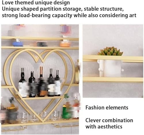 Łupowy stojak na wino Metalowy uchwyt na butelkę w kształcie serca Stemware Storage Space Saving Bar Decor Iron Shelf Rust Proof Drink Organizer Home Kitchen Display