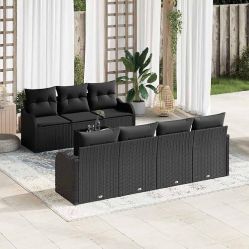 Frdhee Lounge Gartenmöbel Sofa, Garten-Sofa-Set 8 pcs Schwarz 55 x 55...