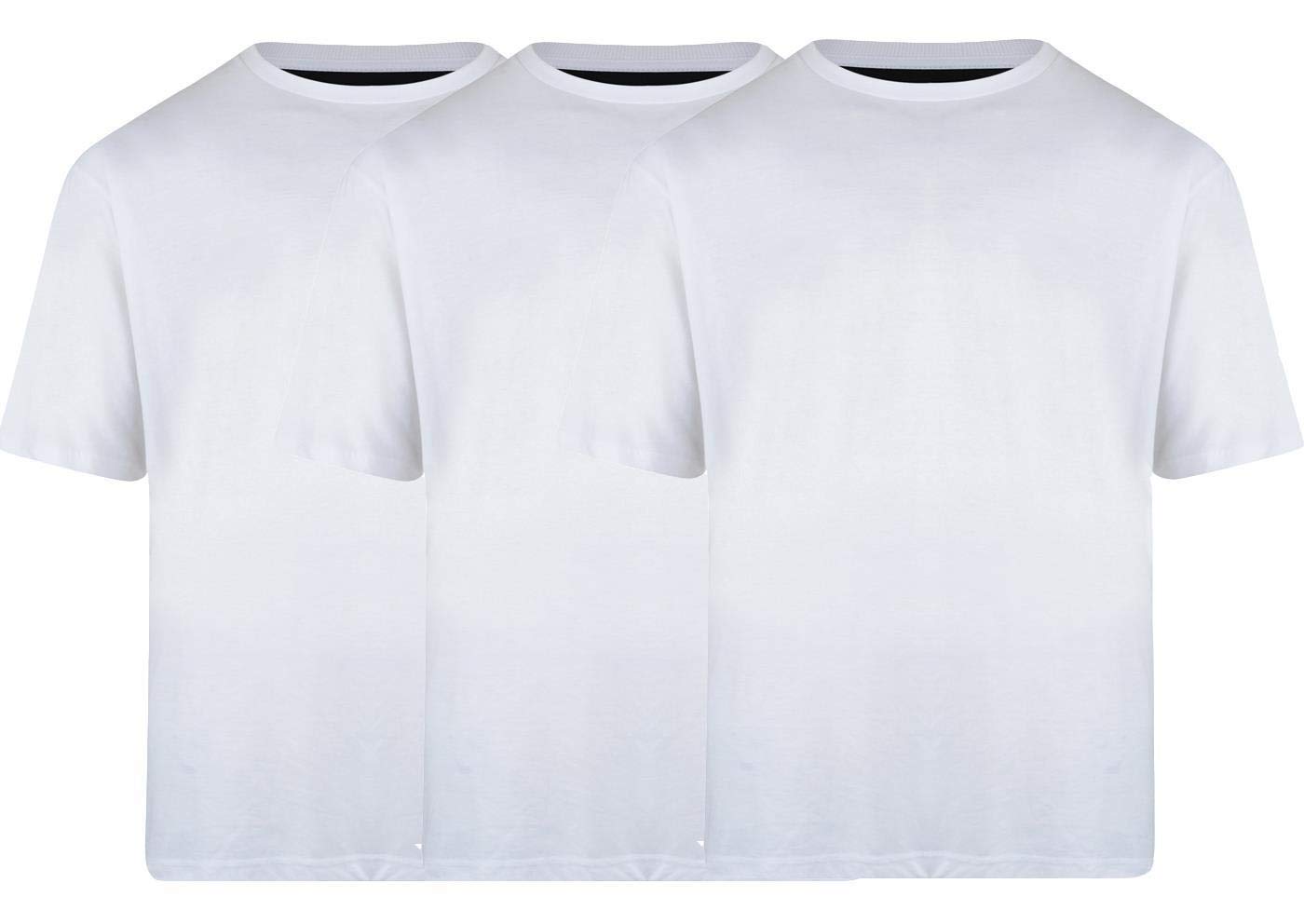 Espionage Men's White Plus Size Pure Cotton 3 Pack Basic Plain Tee Shirt In In 2XL