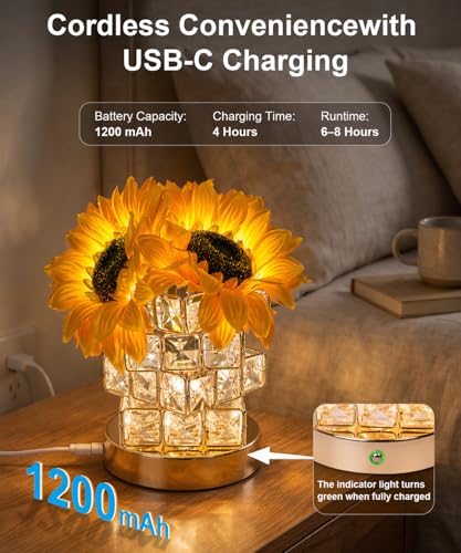 Image of Fussion Rechargeable Sunflower Lamp, Flower Lamp, Birthday Gifts for Women