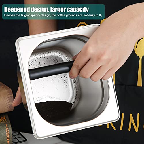 Coffee Knock Box, Stainless Steel Coffee Knock Box,Spresso Knock Box Stainless Steel,Tainless Steel Espresso Knock Box With Rubber Bar For Storing Underneath Most Espresso Machines #TOP2