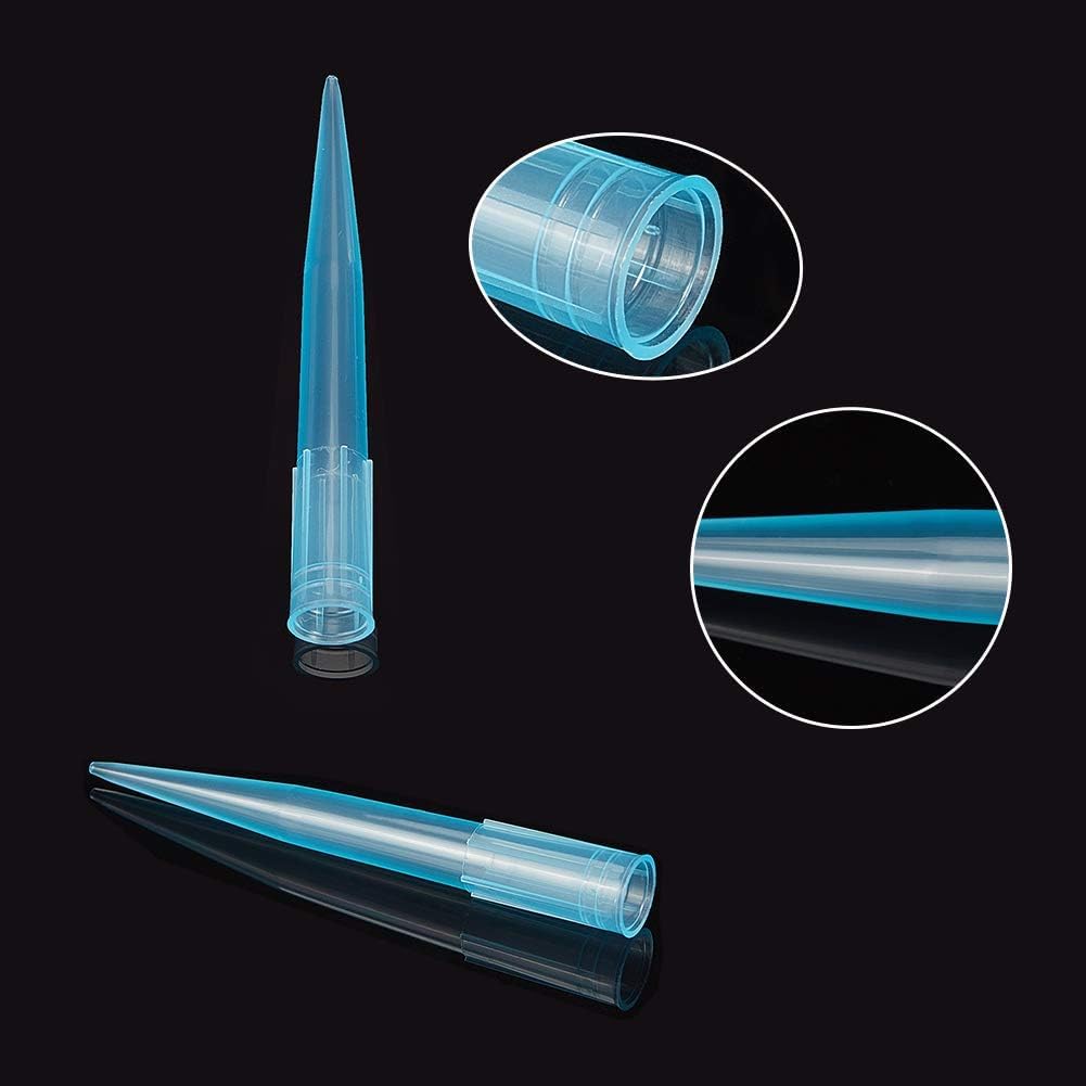 OLYCRAFT Puntali per Pipette 400 pz Puntale per Pipettatore in Plastica, Pipettatore Puntali per Pipette Clear Blue 1000ul / 1ml per Materiale di Laboratorio Esperimento Microchimico (Polipropilene)