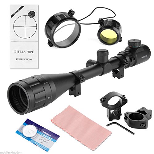 UnqiueFire Lunette de Visee 6-24x50AOEG avec Réticule Lumineux Optique Rouge/Vert Illuminé Réticule Portée du Fusil pour Chasse Tactique