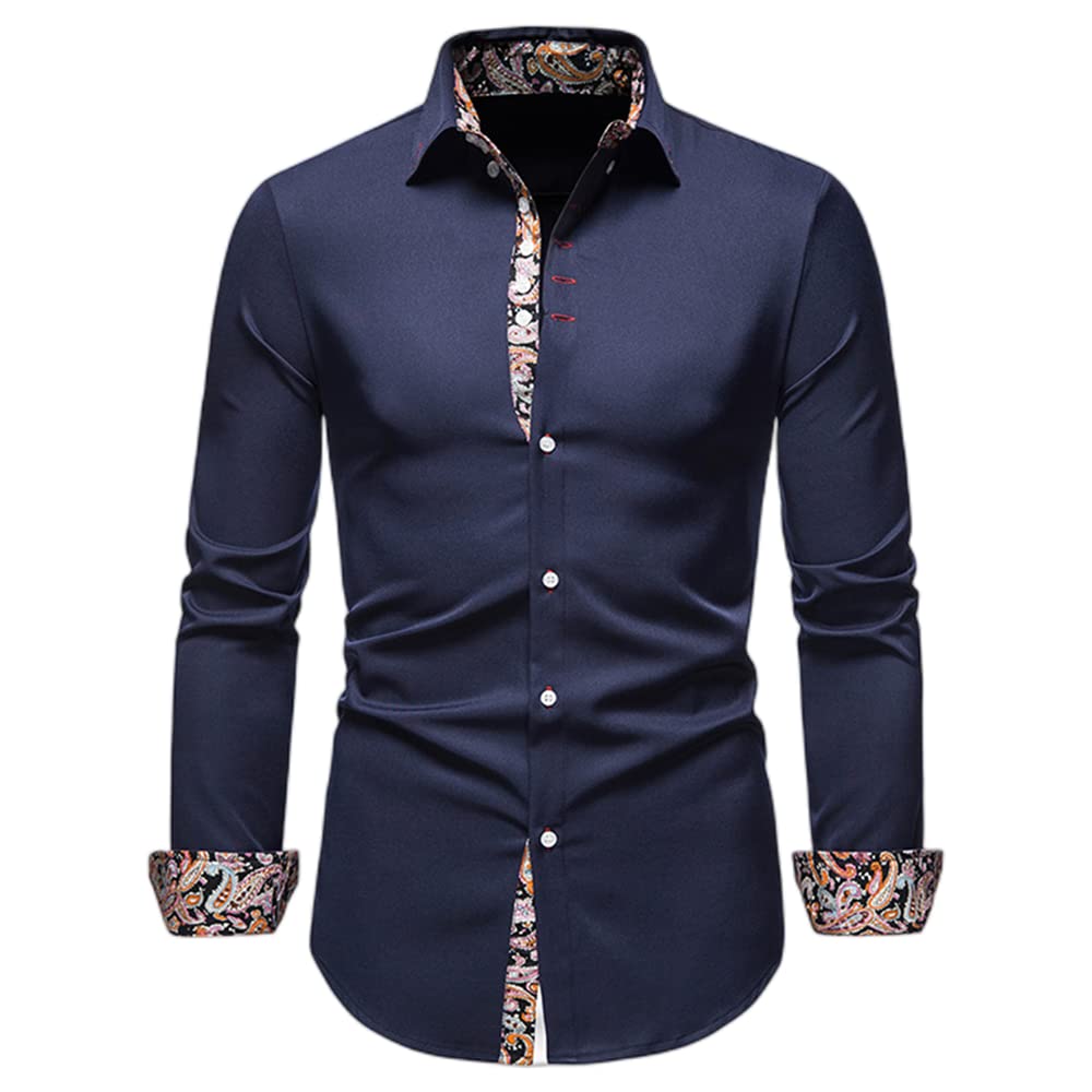 Chemise Homme Luxe - Motif Cachemire Doré - Coupe Ajustée - Broderie - Style Décontracté élégant - 5