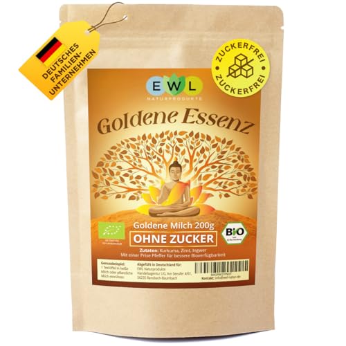 EWL BIO Goldene Milch 200g | Ohne Zucker Kurkuma Latte Pulver | Golden Milk