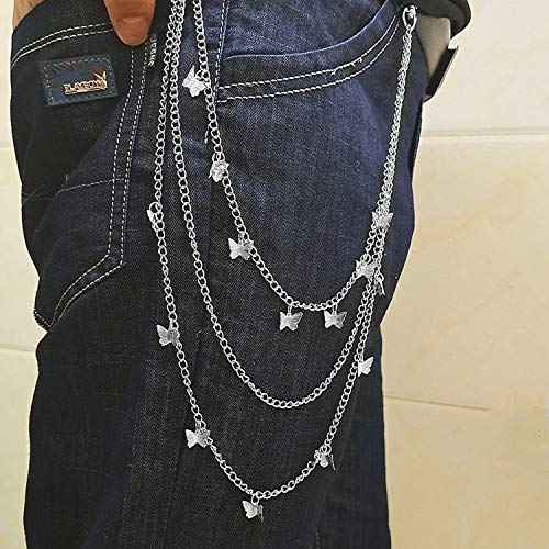 Taouzi 6 Pieces Pants Chain Wallet Chain Butterfly Lock Charm Jeans Chains Pocket Punk Chain Hip Hop Rock Chains for Women Men3