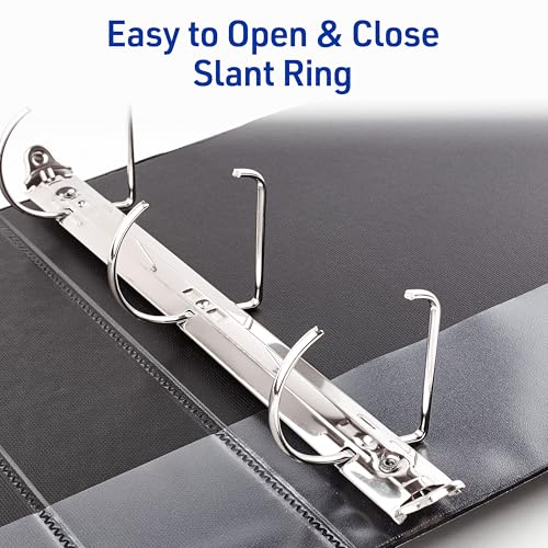 Image of Avery Durable View 3 Ring Binder, 2 Inch Slant Rings, 530-Sheet Capacity, DuraHinge, 2.8 Inch Wide Spine, Customizable Clear Covers and Spine, 1 Dark Blue Binder (17034) (Pack of 6)