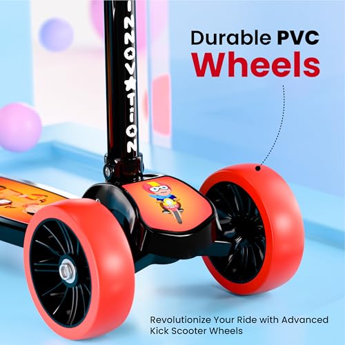 Image of MAGICLY Kids 3-Wheel Foldable Scooter - Adjustable Height, Wide Anti-Slip Deck, Smooth PU Wheels Game, Lightweight Kick Scooter for Boys & Girls of Ages 2-10 Years (Scooter RED)