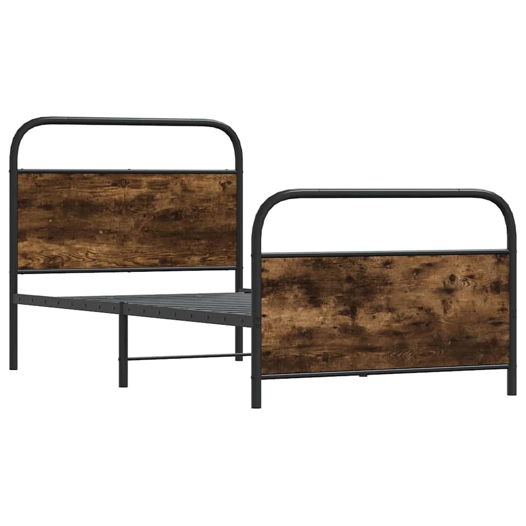 100x190 cm Steel and Engineered Wood Bed Frame with Slats | Features a durable metal platform structure that supports mattresses directly without needing a box spring.
