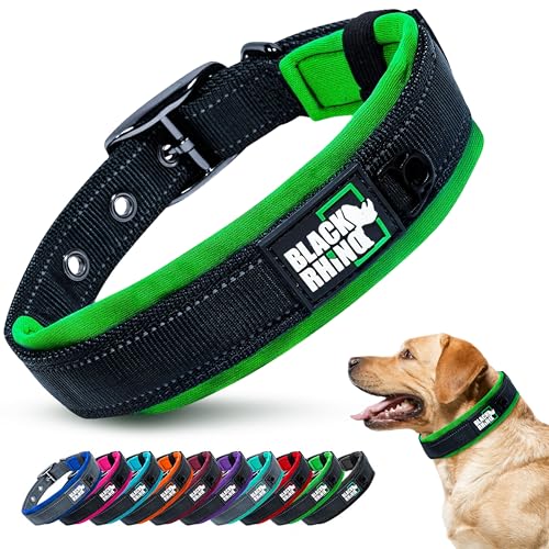 Black Rhino Extra Large Dog Collars - Adjustable Reflective
