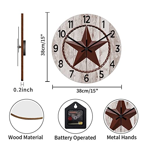 Reloj de pared redondo 15 pulgadas estilo western silencioso miniatura 2