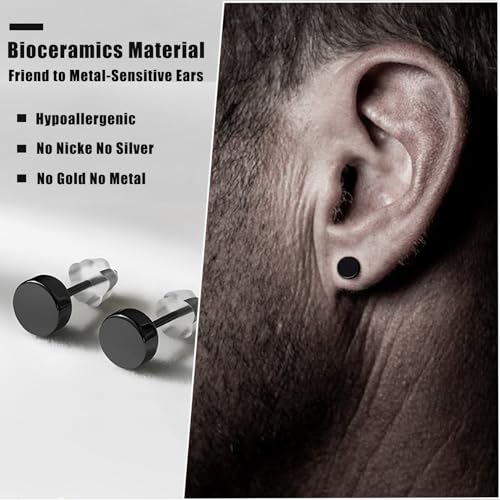 Bioceramics Ear Stud for All Metal-Sensitive Ears Fit Women Men Hypoallergenic Ceramic Round Stud Earrings for Newly Pierced Ears 6mm No Nickel No Silver No Gold No Metal2