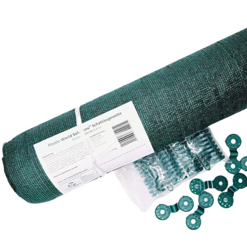 PWS Schattiergewebe 1,2x5m (150g/m²) inkl. Befestigungen Sichtschutz Zaunblende Windschutznetz in Grün, Tennisblende Sportplatzblende Terassenblende Sonnenschutz Balkonensichtschutz