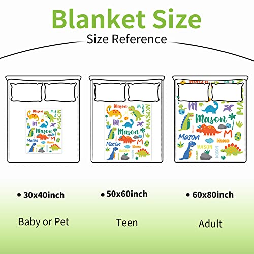 Image of Personalized Dinosaur Blanket with Name for Toddler Custom Blanket for Kids