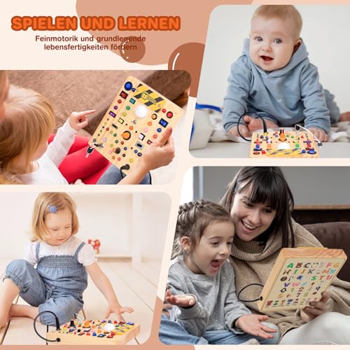 Jouet éducatif en bois interactif muni de 40 LED et 19 interrupteurs - 3